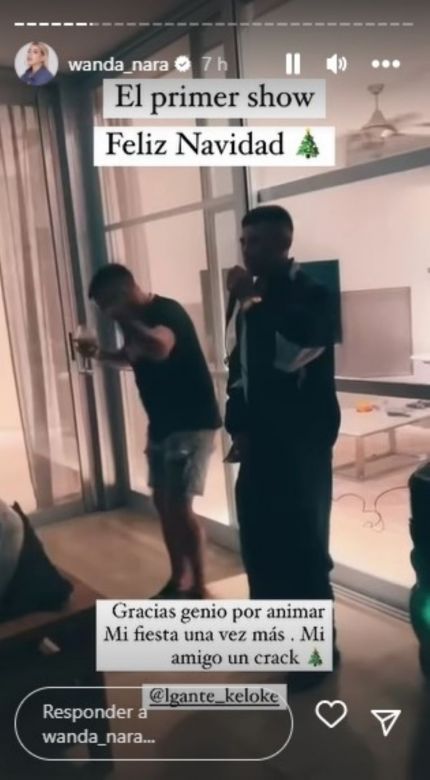 L-Gante dio un show privado en Navidad para Wanda Nara y su familia