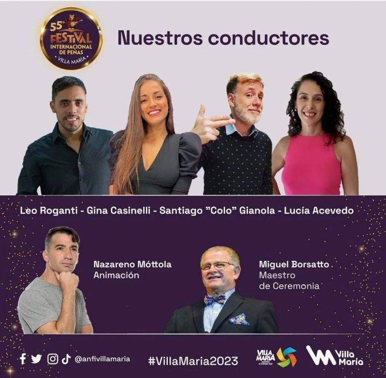 Confirmaron los conductores del Festival Internacional de Peñas