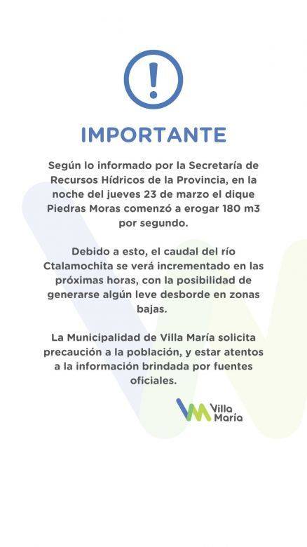 Villa Maria: Subió el nivel del río y se desbordó en algunos sectores
