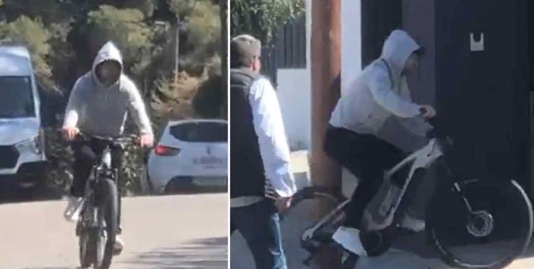 Messi salió a pasear en bicicleta por las calles de Barcelona 
