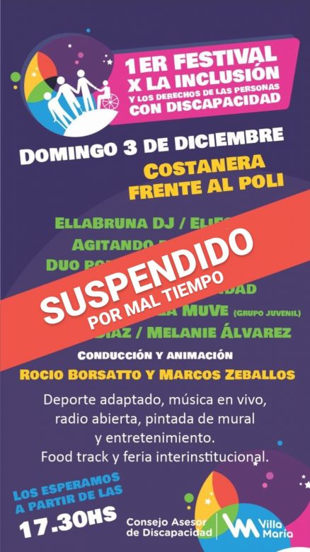 Suspendieron el primer festival por la inclusión  y los Derechos de las Personas con Discapacidad