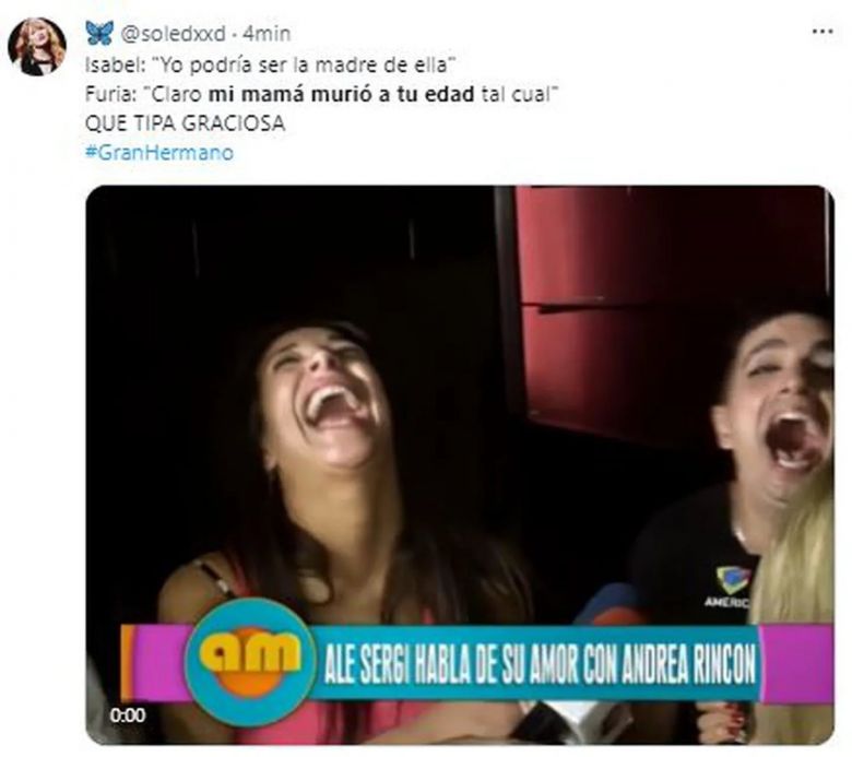 “Mi mamá murió a tu edad”: Furia descolocó a Isabel en Gran Hermano y generó cataratas de memes