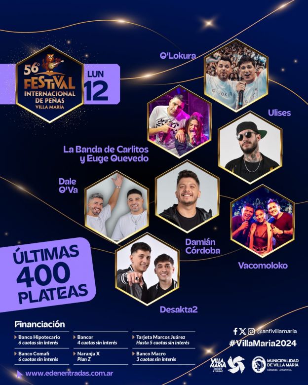 Noche del cuarteto: Últimas 400 entradas en el sector de plateas