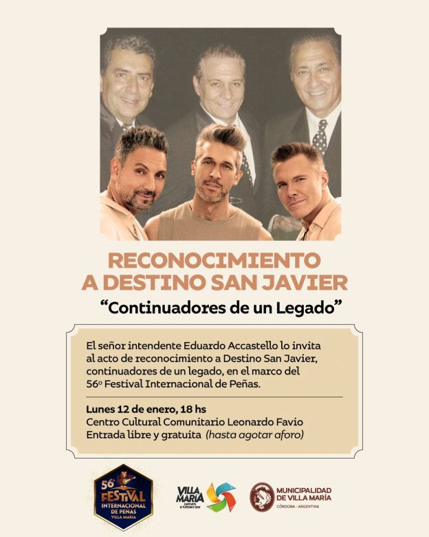 Reconocerán a Destino San Javier