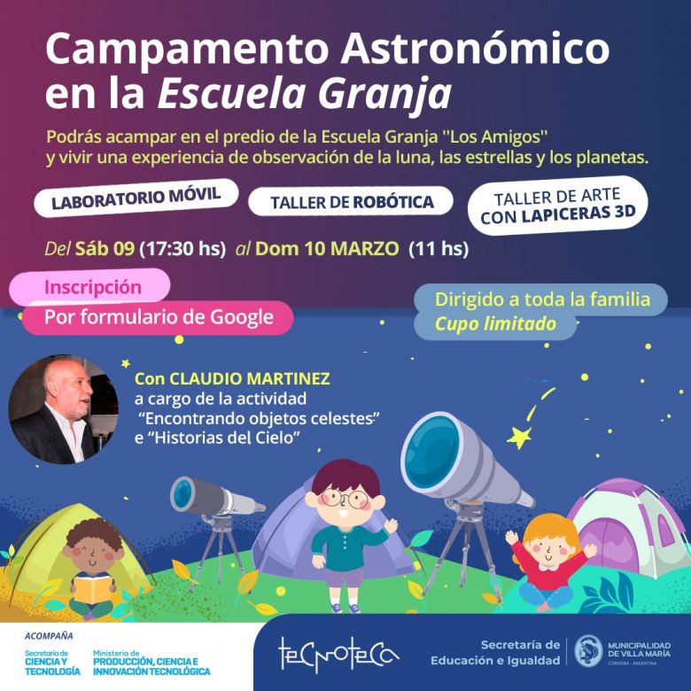 El campamento astronómico se realizará en marzo
