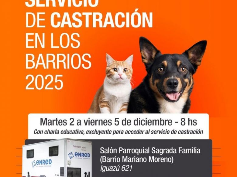 Se realizará una nueva semana de castraciones en barrio Mariano Moreno