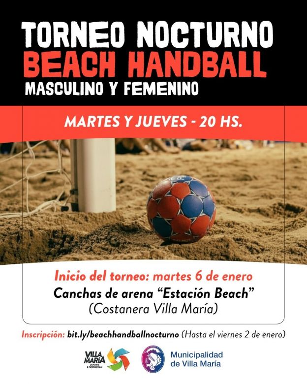 Abrieron las inscripciones para los Torneos Nocturnos de Handball y Voley de playa 