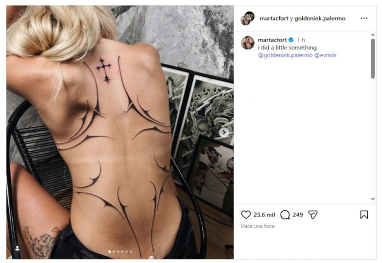 Marta Fort sorprendi&oacute; con un enorme tatuaje sobre su espalda