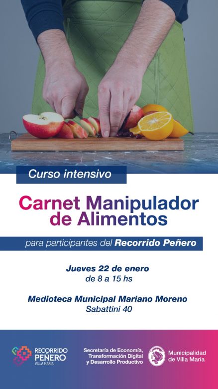 Apertura de inscripciones para el curso de carnet de manipulador de alimentos