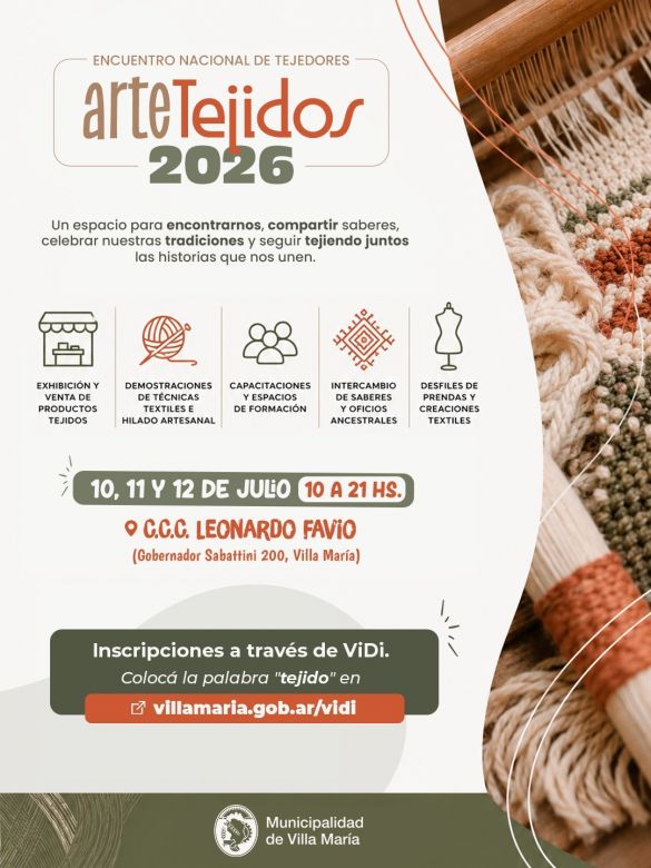 Villa Mar&iacute;a convoca a artesanos de todo el pa&iacute;s para el Encuentro Nacional de Tejedores